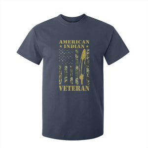 American Indian Veteran T Shirt For Kid Native American Veteran Feathers Camo Flag TS11 Navy Print Your Wear