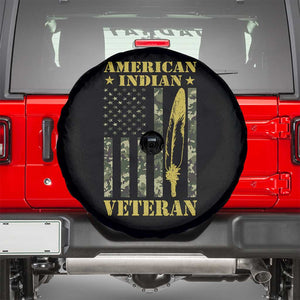 American Indian Veteran Spare Tire Cover Native American Veteran Feathers Camo Flag TS11 Black Print Your Wear