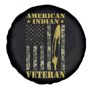 American Indian Veteran Spare Tire Cover Native American Veteran Feathers Camo Flag TS11 Print Your Wear