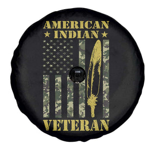 American Indian Veteran Spare Tire Cover Native American Veteran Feathers Camo Flag TS11 Print Your Wear