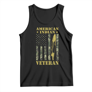 American Indian Veteran Tank Top Native American Veteran Feathers Camo Flag TS11 Black Print Your Wear