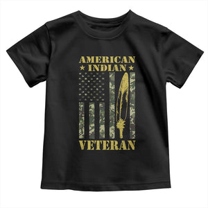 American Indian Veteran Toddler T Shirt Native American Veteran Feathers Camo Flag TS11 Black Print Your Wear