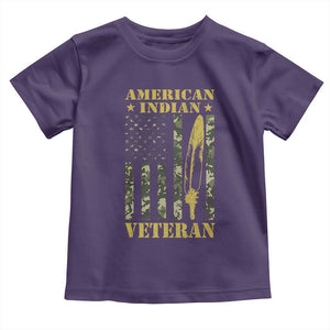 American Indian Veteran Toddler T Shirt Native American Veteran Feathers Camo Flag TS11 Purple Print Your Wear