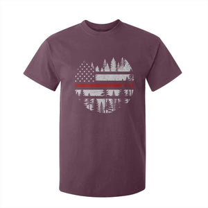 Wildland Firefighter Forest Red Line American Flag T Shirt For Kid