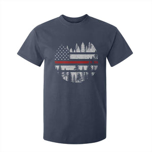 Wildland Firefighter Forest Red Line American Flag T Shirt For Kid
