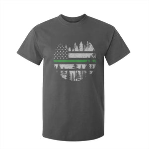 Park Ranger Law Enforcement Forest Green Line American Flag T Shirt For Kid