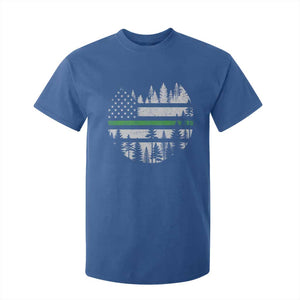 Park Ranger Law Enforcement Forest Green Line American Flag T Shirt For Kid