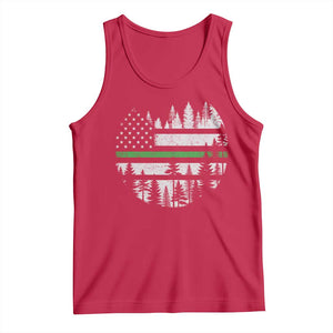 Park Ranger Law Enforcement Forest Green Line American Flag Tank Top