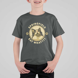 Funny Sarcastic T Shirt For Kid Springfield Eat What Shocked Cat Paw Pet Lovers Election 2024 TS11 Dark Heather Print Your Wear