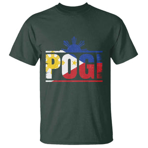 Pogi Filipino Slang Filipino Flag Pinoy Sun And Star T Shirt TS11 Dark Forest Green Print Your Wear