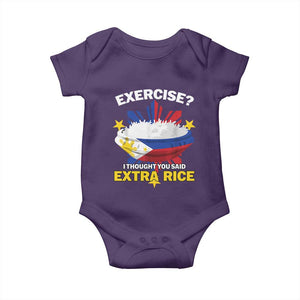 Funny Philippines Baby Onesie Exercise I Thought You Said Extra Rice TS11 Purple Print Your Wear