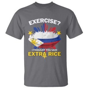 Funny Philippines T Shirt Exercise I Thought You Said Extra Rice TS11 Charcoal Print Your Wear