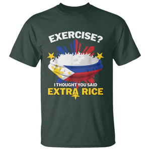 Funny Philippines T Shirt Exercise I Thought You Said Extra Rice TS11 Dark Forest Green Print Your Wear