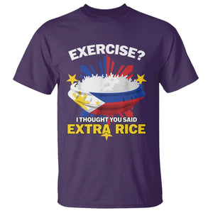 Funny Philippines T Shirt Exercise I Thought You Said Extra Rice TS11 Purple Print Your Wear