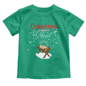 Christmas Begins With Christ Toddler T Shirt Christian Christmas Jesus God TS11 Irish Green Print Your Wear