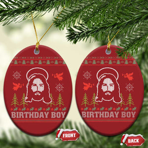 Funny Christian Xmas Christmas Ornament Birthday Boy Jesus God Xmas Tree Angels TS11 Oval Red Print Your Wear