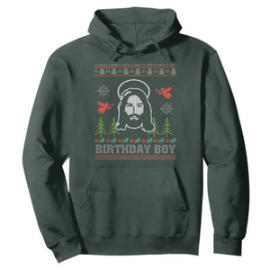 Funny Christian Christmas Hoodie Birthday Boy Jesus God Xmas Tree Angels TS11 Dark Forest Green Print Your Wear