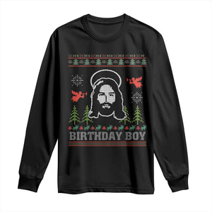 Funny Christian Christmas Long Sleeve Shirt Birthday Boy Jesus God Xmas Tree Angels TS11 Black Print Your Wear