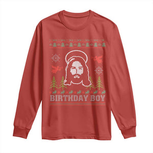 Funny Christian Christmas Long Sleeve Shirt Birthday Boy Jesus God Xmas Tree Angels TS11 Red Print Your Wear