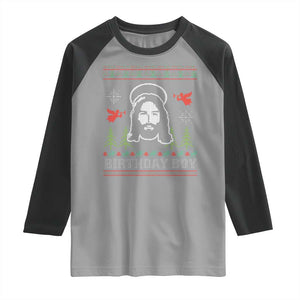 Funny Christian Christmas Raglan Shirt Birthday Boy Jesus God Xmas Tree Angels TS11 Sport Gray Black Print Your Wear