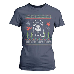Funny Christian Christmas T Shirt For Women Birthday Boy Jesus God Xmas Tree Angels TS11 Navy Print Your Wear