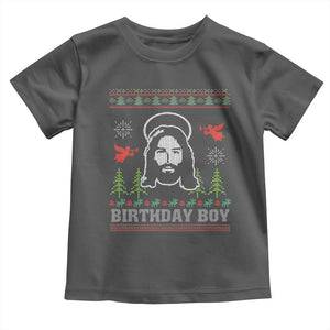 Funny Christian Christmas Toddler T Shirt Birthday Boy Jesus God Xmas Tree Angels TS11 Dark Heather Print Your Wear
