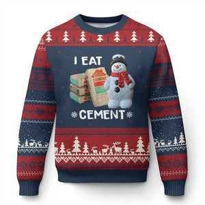 Funny Xmas I Eat Cement Ugly Christmas Sweater Snowman Snow Cement Oddly Specific Dank Meme TS11 Navy Red Print Your Wear