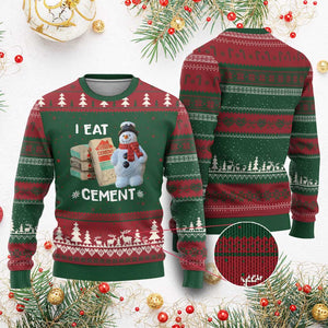 Funny Xmas I Eat Cement Ugly Christmas Sweater Snowman Snow Cement Oddly Specific Dank Meme TS11 Red Green Print Your Wear
