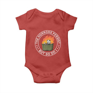 Funny Opossum Baby Onesie The Horrors Persist But So Do I Lil Dumpster Fire TS11 Red Print Your Wear