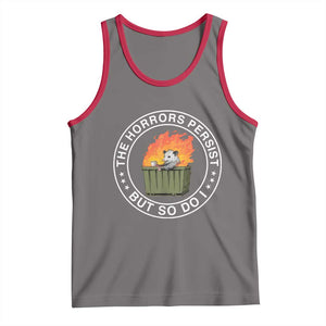 Funny Opossum Tank Top The Horrors Persist But So Do I Lil Dumpster Fire TS11 Deep Heather Red Print Your Wear