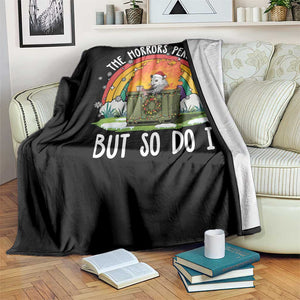 Funny Christmas Opossum Throw Blanket The Horrors Persist But So Do I Dumpster Fire Rainbow TS11 Print Your Wear