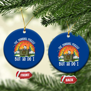 Funny Christmas Opossum Ceramic Ornament The Horrors Persist But So Do I Dumpster Fire Rainbow TS11 1pc Blue Print Your Wear