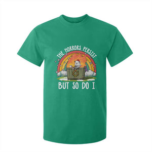 Funny Christmas Opossum T Shirt For Kid The Horrors Persist But So Do I Dumpster Fire Rainbow TS11 Irish Green Print Your Wear