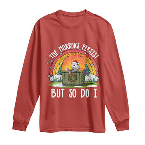 Funny Christmas Opossum Long Sleeve Shirt The Horrors Persist But So Do I Dumpster Fire Rainbow TS11 Red Print Your Wear