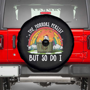 Funny Christmas Opossum Spare Tire Cover The Horrors Persist But So Do I Dumpster Fire Rainbow TS11 Black Print Your Wear