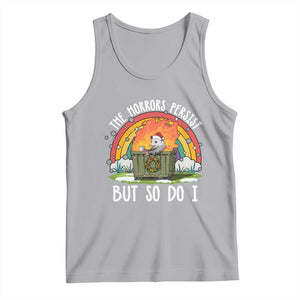 Funny Christmas Opossum Tank Top The Horrors Persist But So Do I Dumpster Fire Rainbow TS11 Athletic Heather Print Your Wear