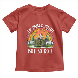 Funny Christmas Opossum Toddler T Shirt The Horrors Persist But So Do I Dumpster Fire Rainbow TS11 Red Print Your Wear