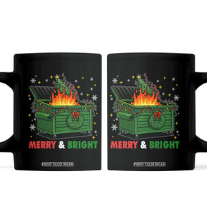 Funny Lil Dumpster Fire Christmas Coffee Mug Merry And Bright Xmas Tree TS11 Black Print Your Wear
