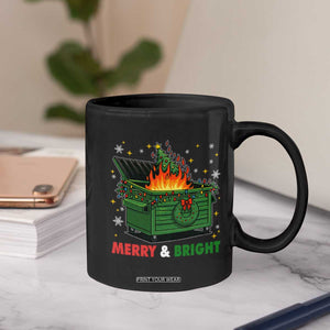 Funny Lil Dumpster Fire Christmas Coffee Mug Merry And Bright Xmas Tree TS11 Print Your Wear