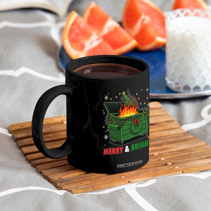 Funny Lil Dumpster Fire Christmas Coffee Mug Merry And Bright Xmas Tree TS11 Print Your Wear