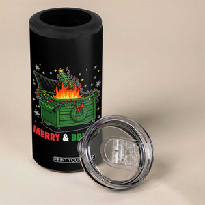 Funny Lil Dumpster Fire Christmas 4 in 1 Can Cooler Tumbler Merry And Bright Xmas Tree TS11 Print Your Wear