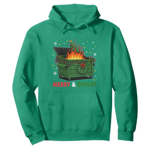 Funny Lil Dumpster Fire Christmas Hoodie Merry And Bright Xmas Tree TS11 Irish Green Print Your Wear