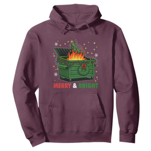 Funny Lil Dumpster Fire Christmas Hoodie Merry And Bright Xmas Tree TS11 Maroon Print Your Wear
