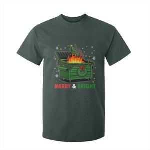 Funny Lil Dumpster Fire Christmas T Shirt For Kid Merry And Bright Xmas Tree TS11 Dark Forest Green Print Your Wear