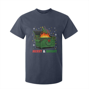 Funny Lil Dumpster Fire Christmas T Shirt For Kid Merry And Bright Xmas Tree TS11 Navy Print Your Wear