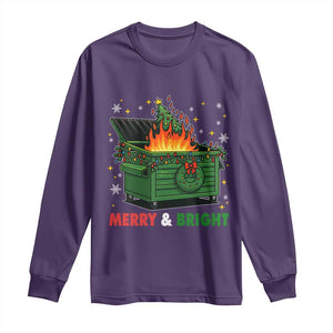 Funny Lil Dumpster Fire Christmas Long Sleeve Shirt Merry And Bright Xmas Tree TS11 Purple Print Your Wear