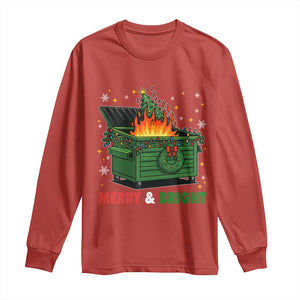 Funny Lil Dumpster Fire Christmas Long Sleeve Shirt Merry And Bright Xmas Tree TS11 Red Print Your Wear