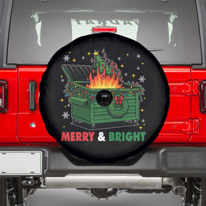 Funny Lil Dumpster Fire Christmas Spare Tire Cover Merry And Bright Xmas Tree TS11 Black Print Your Wear