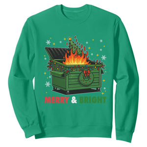 Funny Lil Dumpster Fire Christmas Sweatshirt Merry And Bright Xmas Tree TS11 Irish Green Print Your Wear