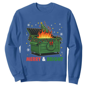 Funny Lil Dumpster Fire Christmas Sweatshirt Merry And Bright Xmas Tree TS11 Royal Blue Print Your Wear